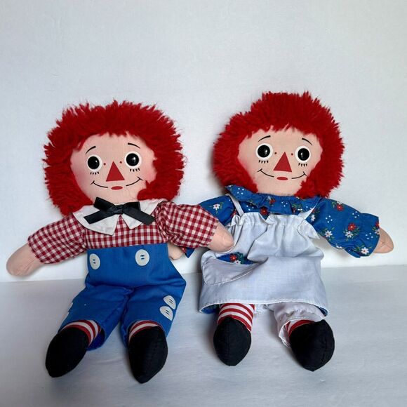 Set of 2 Playskool Vintage 80s Raggedy Ann Doll and Raggedy Andy Doll 12" *READ* - Picture 1 of 16